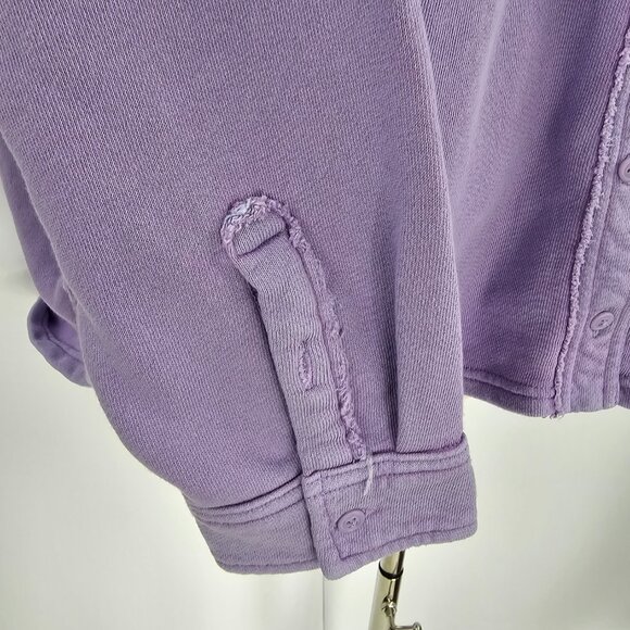 Aerie Lumber Jane Women's Oversized Distressed Shacket Top Lilac Purple Size S - Picture 8 of 14